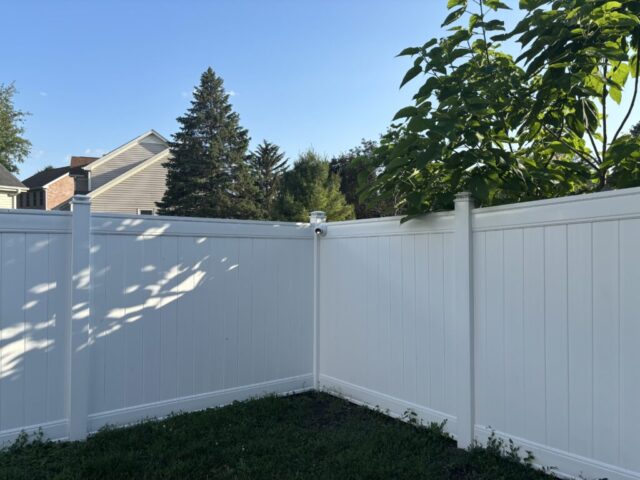 Residential Vinyl Fence and Security Camera Installation in Elgin, Illinois