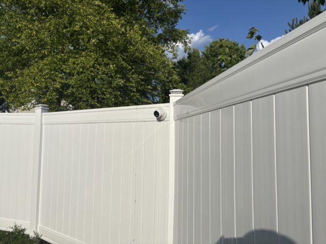 Residential Vinyl Fence and Security Camera Installation in Elgin, Illinois